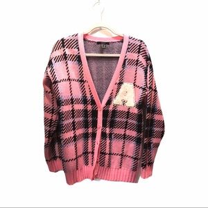 Forever 21 Pink Plaid Cardigan Size Medium
